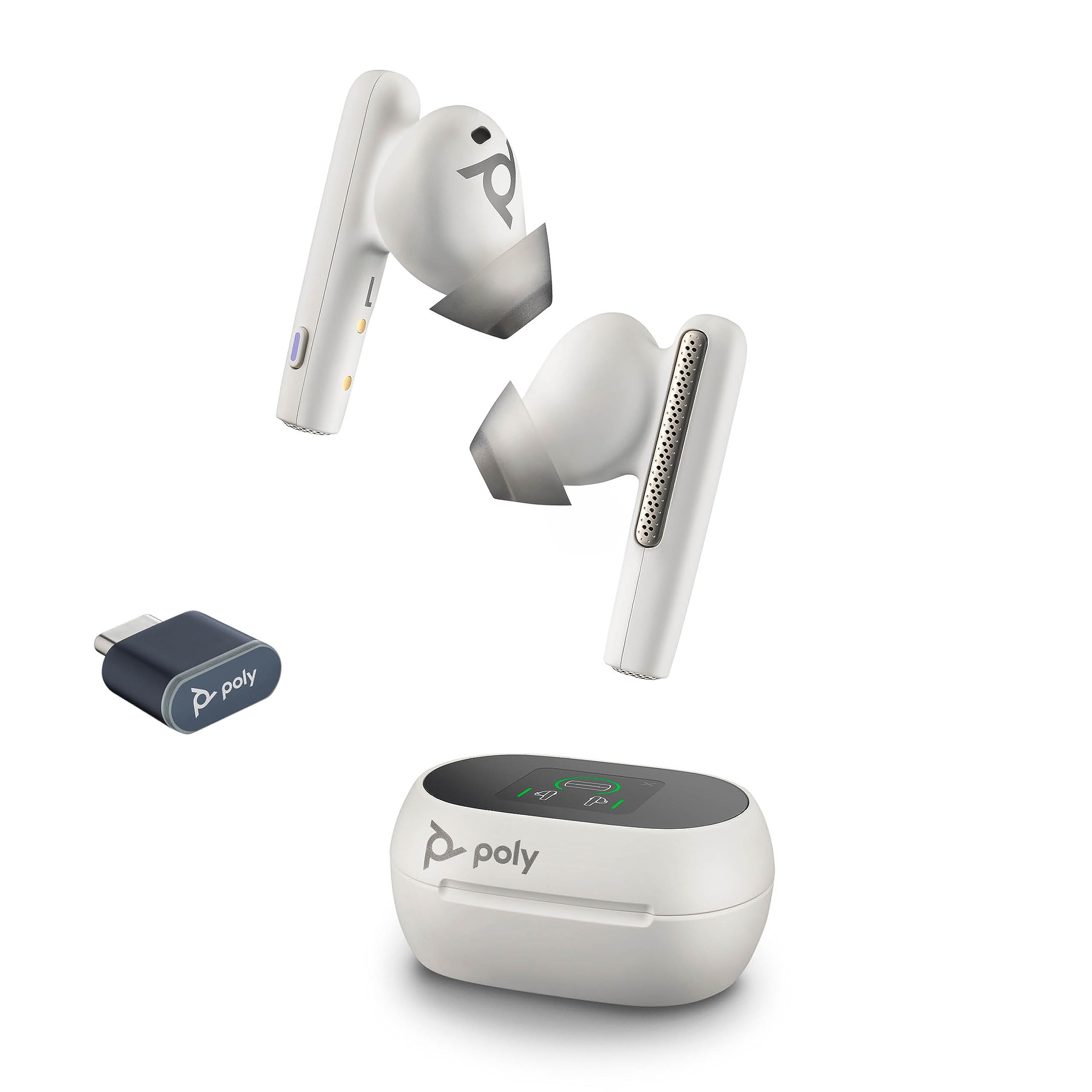 Poly Voyager Free 60+ UC True Wireless Earbuds with Active Noise Cancellation (ANC) – Bluetooth Headphones for iPhone, Android, PC & Mac – Noise-Canceling Mics for Crystal Clear Calls – Teams Certified – Touchscreen Charge Case – Perfect for Work Calls, Gym, Commuting & Travel – Amazon Exclusive