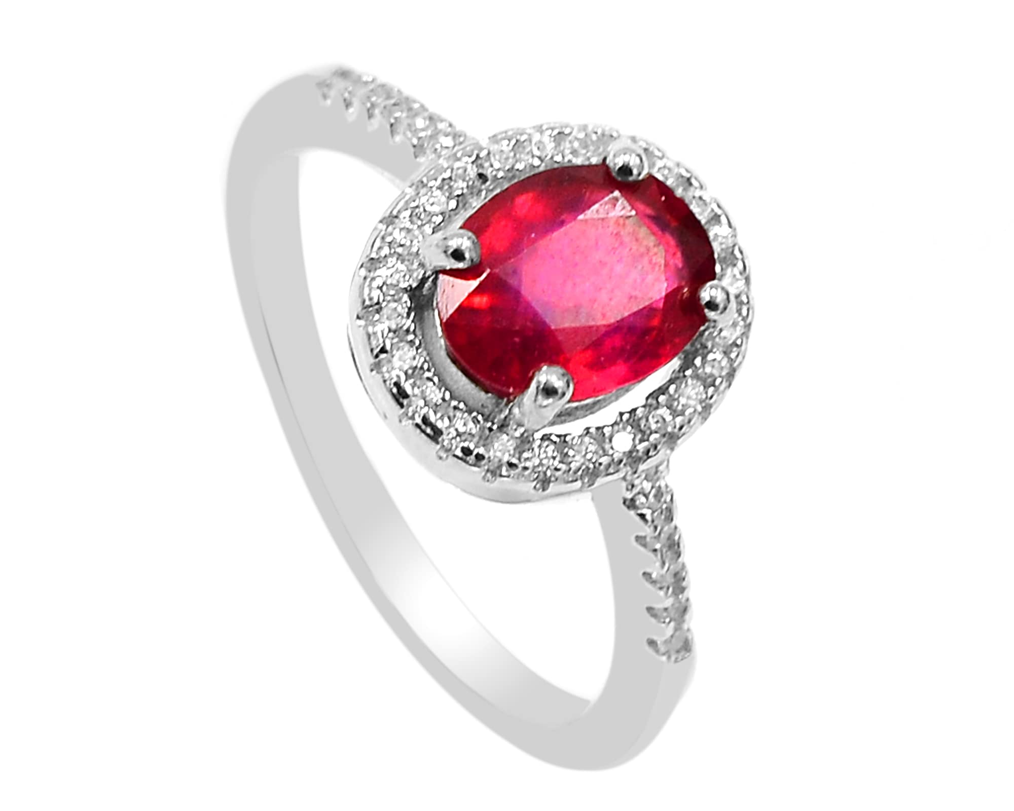 8X6 MM Oval Cut Natural Red Ruby Gemstone Ring, Earring & Pendant Jewelry Set - 925 Sterling Silver Women's Jewelry, July Birthstone, Perfect for Engagement, Anniversary, Birthday Gift for Girlfriend, Wife, or Loved One - Ideal for Weddings, Parties, and Special Occasions