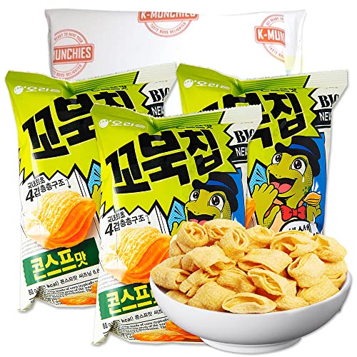 K-Munchies Orion Turtle Chips – 3 Pack Sweet Corn Flavor Korean Snacks (80g Each) – Crispy & Delicious Corn Chips for Parties, Movie Nights & On-The-Go Snacking – Authentic Korean Treat for Family & Friends
