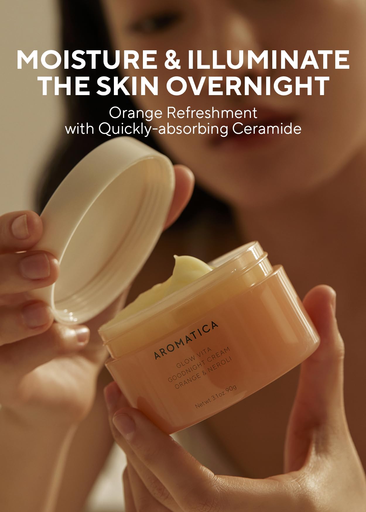AROMATICA Glow Vita Goodnight Cream - Orange & Neroli Night Moisturizer (3.1oz/90g) | Anti-Aging Face & Neck Cream with Vitamin C & 5% Niacinamide | Hydrating Wrinkle Treatment for Overnight Skin Repair & Radiance