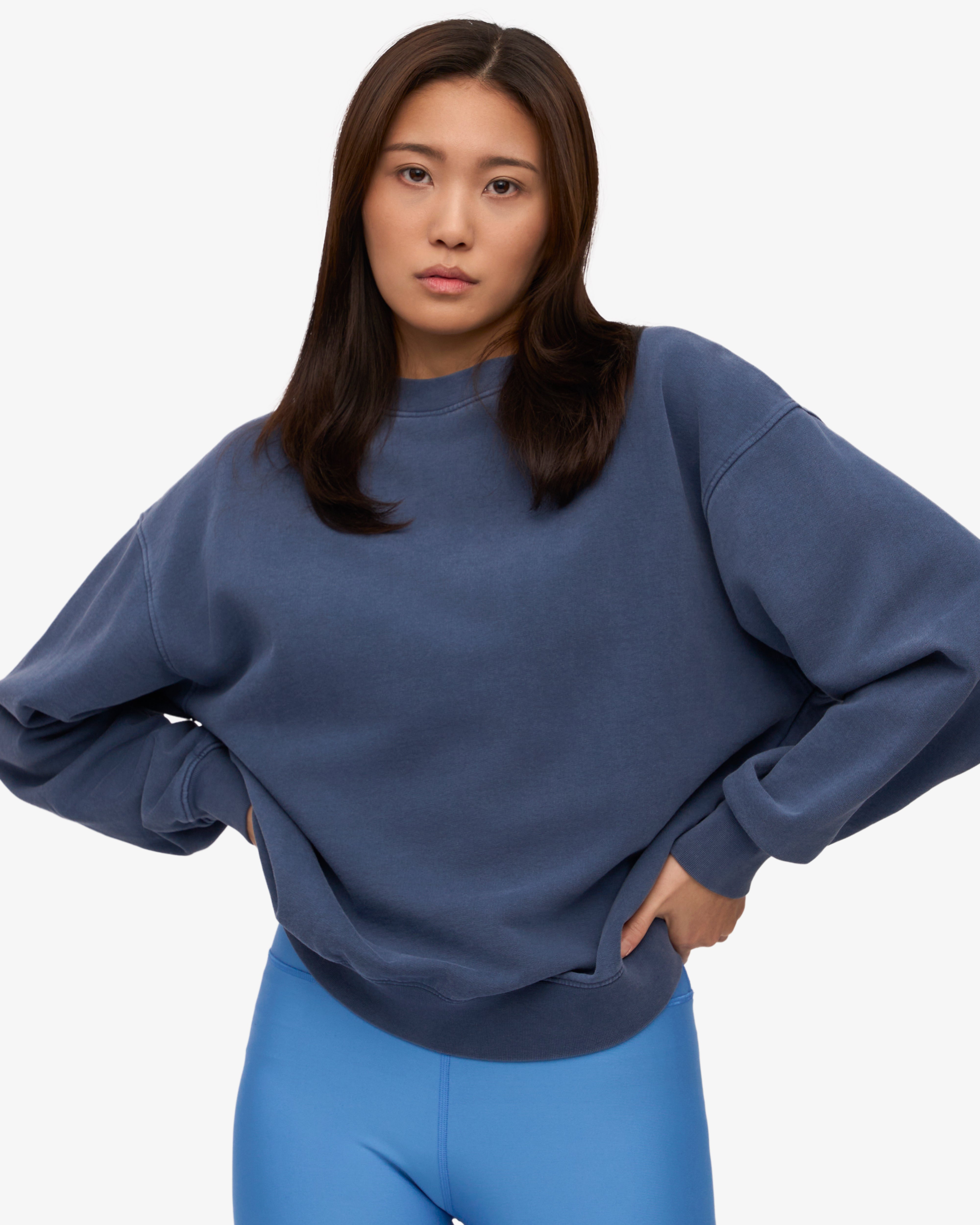 Organic Oversized Crewneck Sweatshirt for Women & Men - Soft & Comfortable Neptune Blue - Perfect for Casual Wear, Loungewear & Street Style
