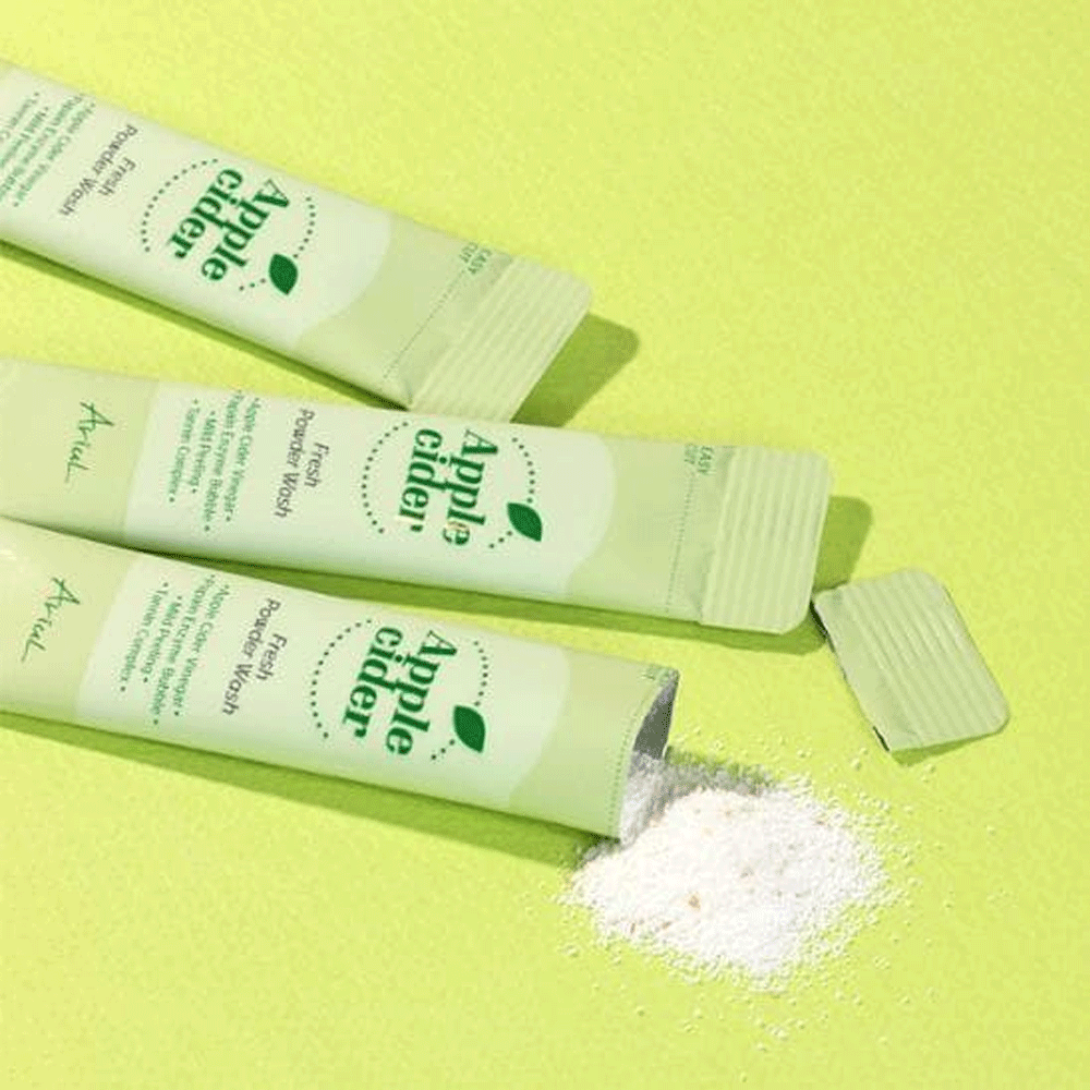 Ariul Apple Cider Fresh Powder Wash - 20 Count (1g Each) | Gentle Exfoliating Face Cleanser for Clear Skin | Perfect for Daily Skincare Routine & Travel