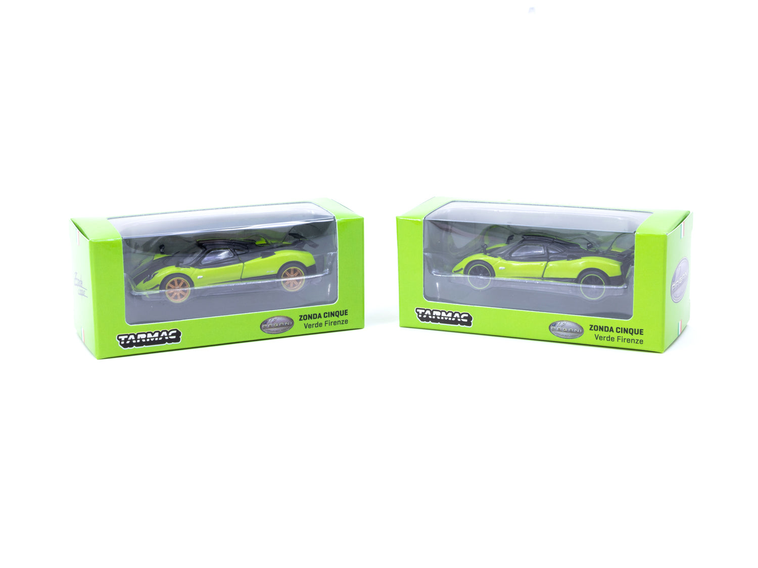 Tarmac Works 1/64 Pagani Zonda Cinque Verde Firenze Diecast Model Car - Premium Collectible for Car Enthusiasts & Gift for Adults - Perfect for Display, Collection, and Racing Game Scenes