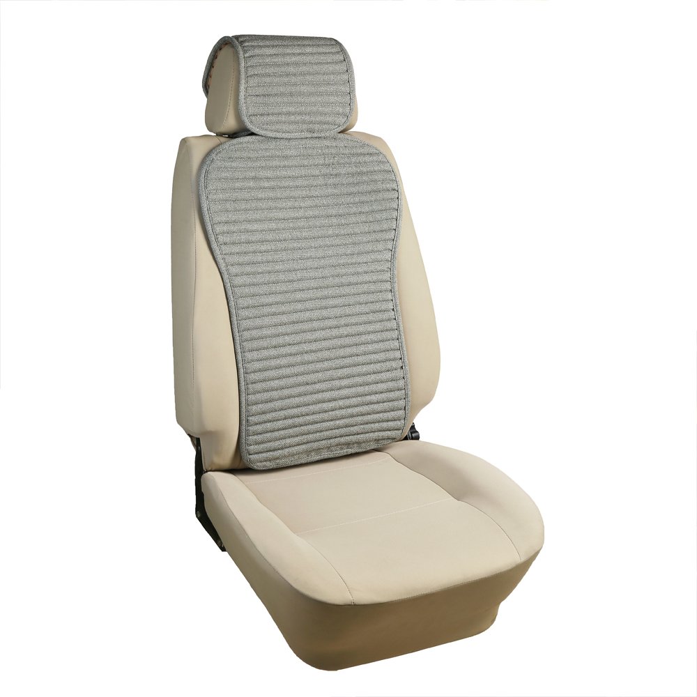 Universal Buckwheat Hull Car Seat Covers Backrest - Breathable & Comfortable, Airbag Compatible (1 Pack, Gray) - Perfect for Long Drives & Commuting