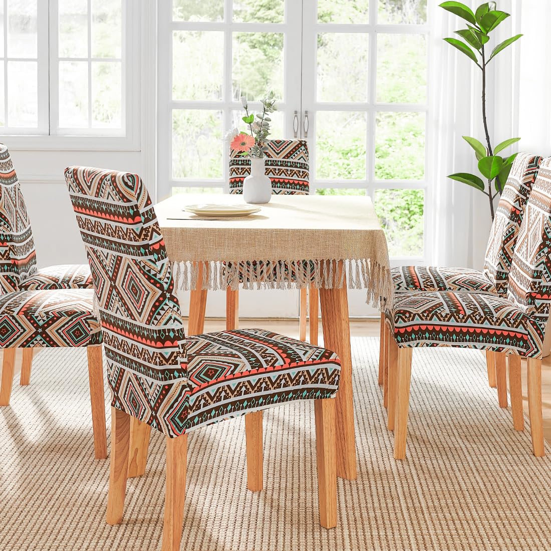 Stretch Dining Chair Covers 4-Pack - Washable Spandex Slipcovers for Kitchen & Party Use