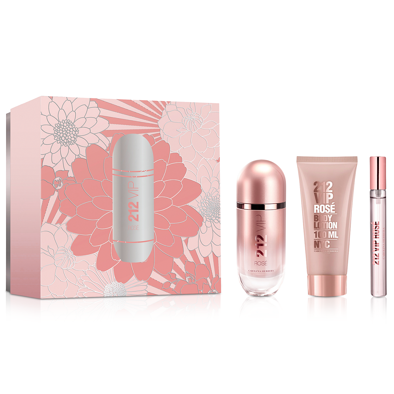 Carolina Herrera 212 VIP Rose 80ml EDP Perfume Gift Set for Women - 3 Piece Luxury Fragrance Collection for Date Night & Special Occasions