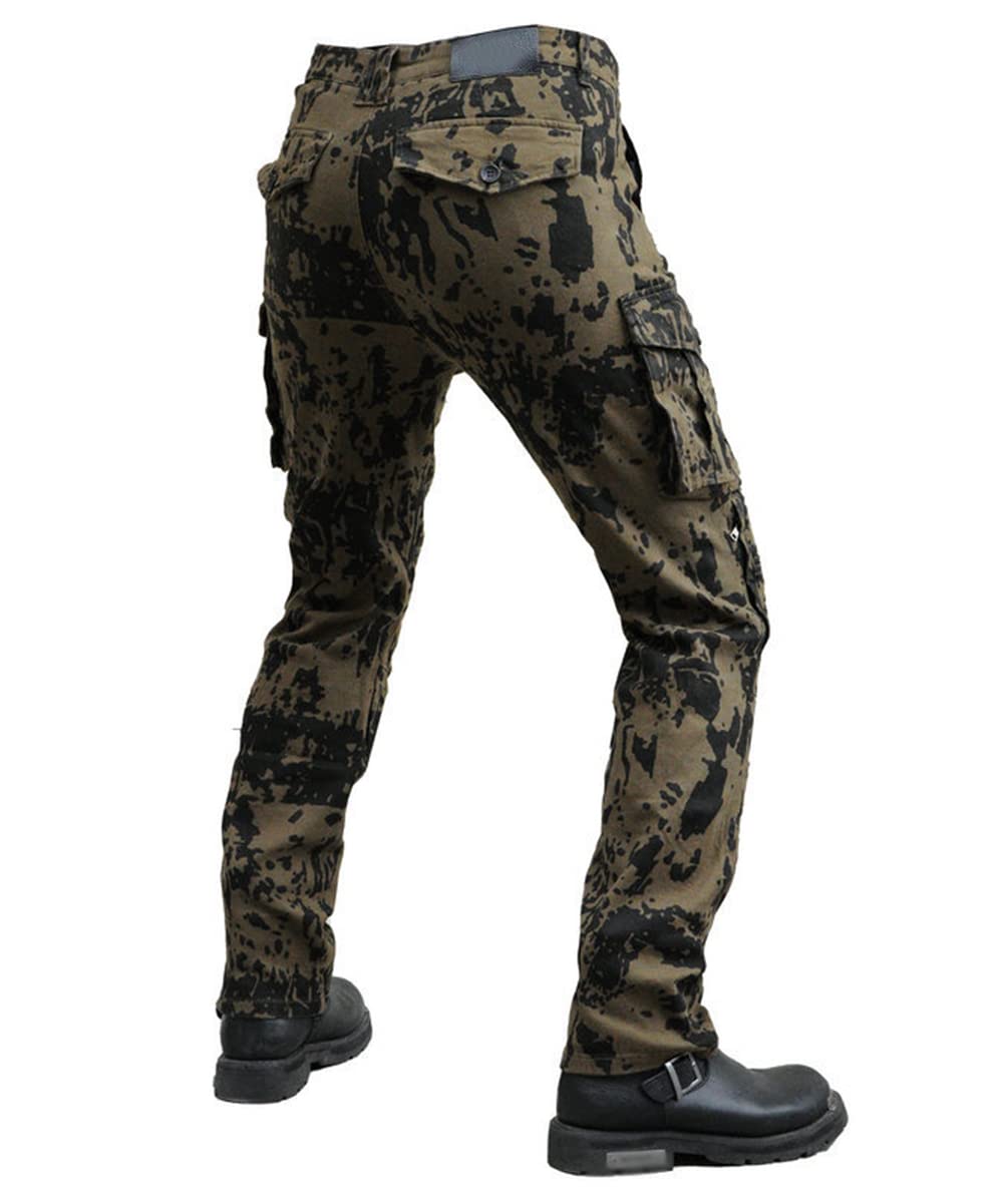 Men's Motorcycle Riding Pants - Ripstop Cargo Trousers with Multi-Pockets for Outdoor Biking & Racing | Durable Biker Jeans for Adventure & Commuting