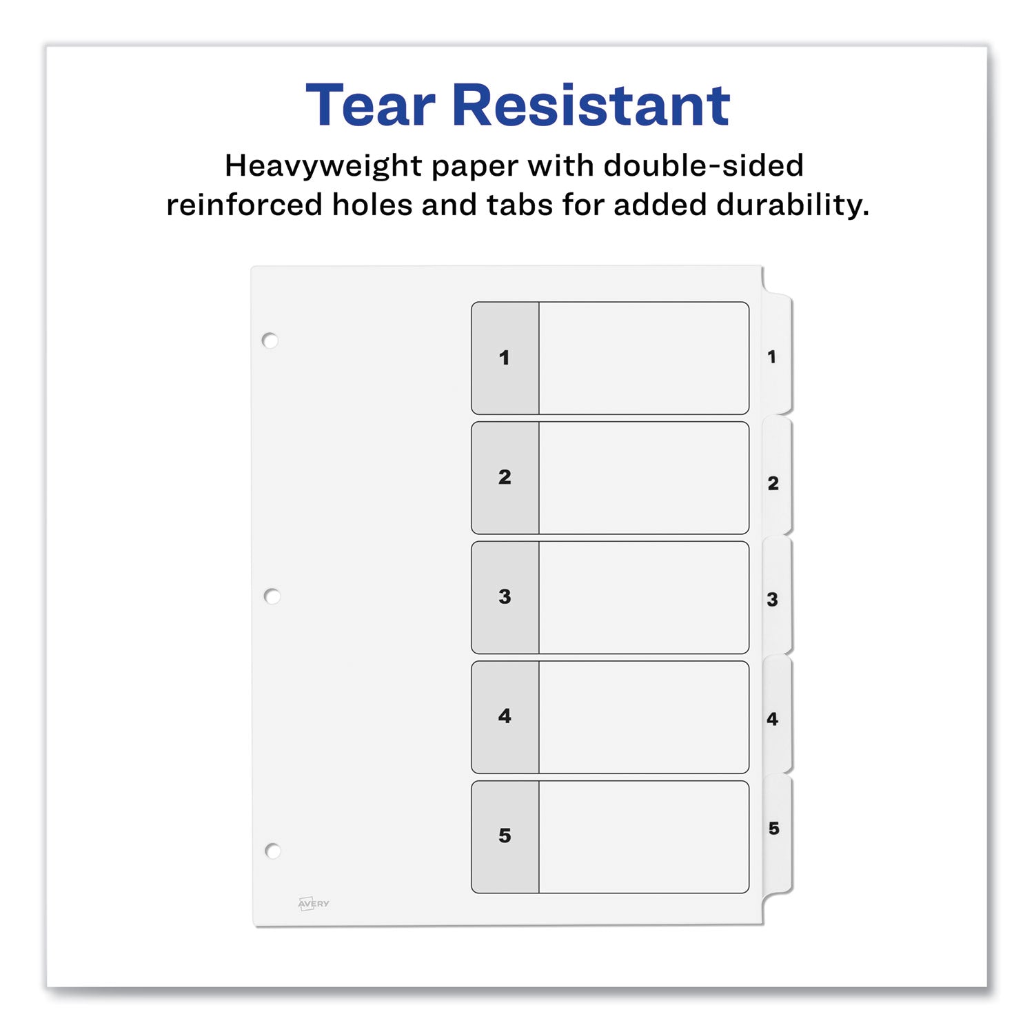 Avery® Customizable Table of Contents Dividers - 5 Tab Index, 1-5, 11 x 8.5 Inches, Black & White, 6 Sets - Perfect for Office Organization, Binders & Document Filing