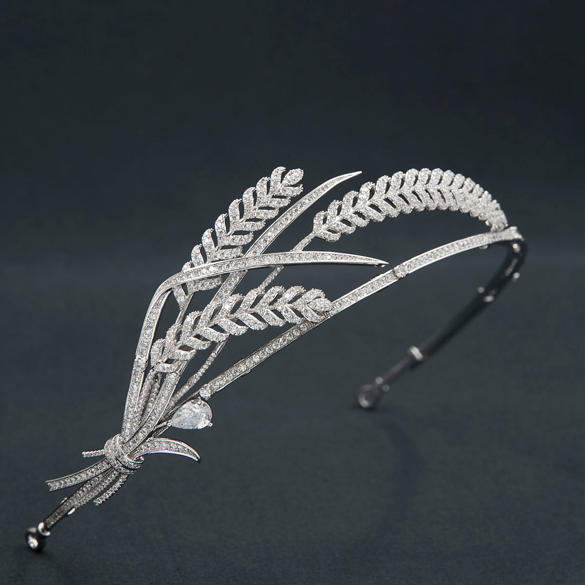 CZ Zirconia Wheat Tiara for Wedding | Crystal Royal Princess Crown for Girls Party & Prom | Elegant Bridal Headpiece & Birthday Celebration Accessory CH10361