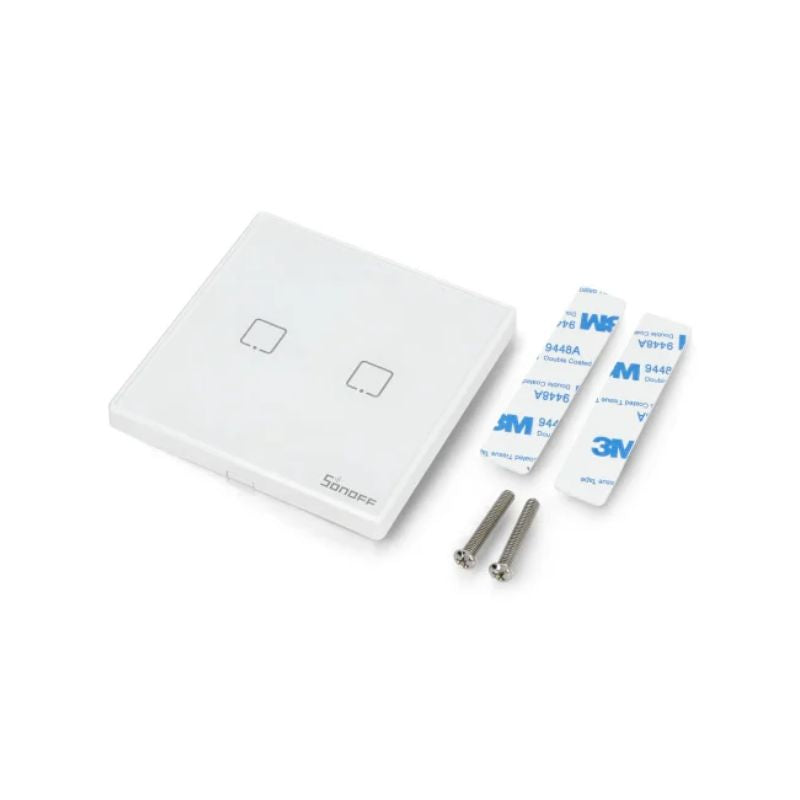 Sonoff RF 433 MHz 2-Channel Touch Wall Switch - White | Smart Home Automation for Lights & Appliances | Perfect for Living Room, Bedroom & Office
