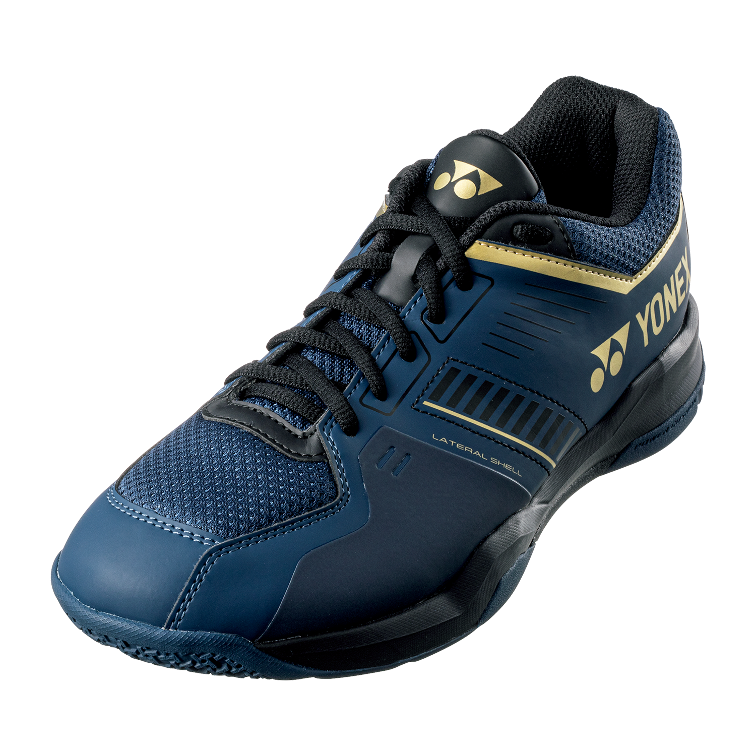 Yonex Power Cushion Strider Flow Wide Badminton Shoes for Men & Women - Navy/Gold - Comfortable Court Shoes for Indoor Sports & Training