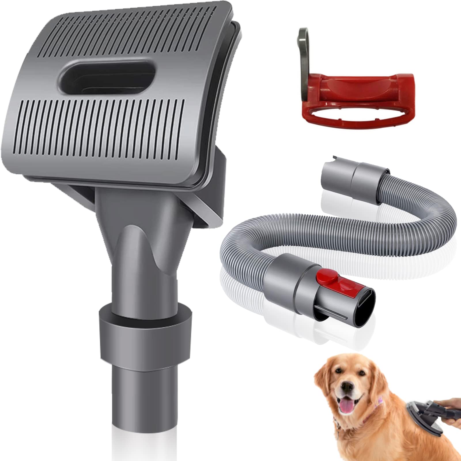 Dyson Pet Grooming Tool Attachment Brush - Compatible with Dyson V15, V12, V11, V10, V8, V7, DC62, DC65 Vacuum Cleaners - Includes Extended Hose & Trigger Lock - Perfect for Pet Hair Removal & Home Cleaning