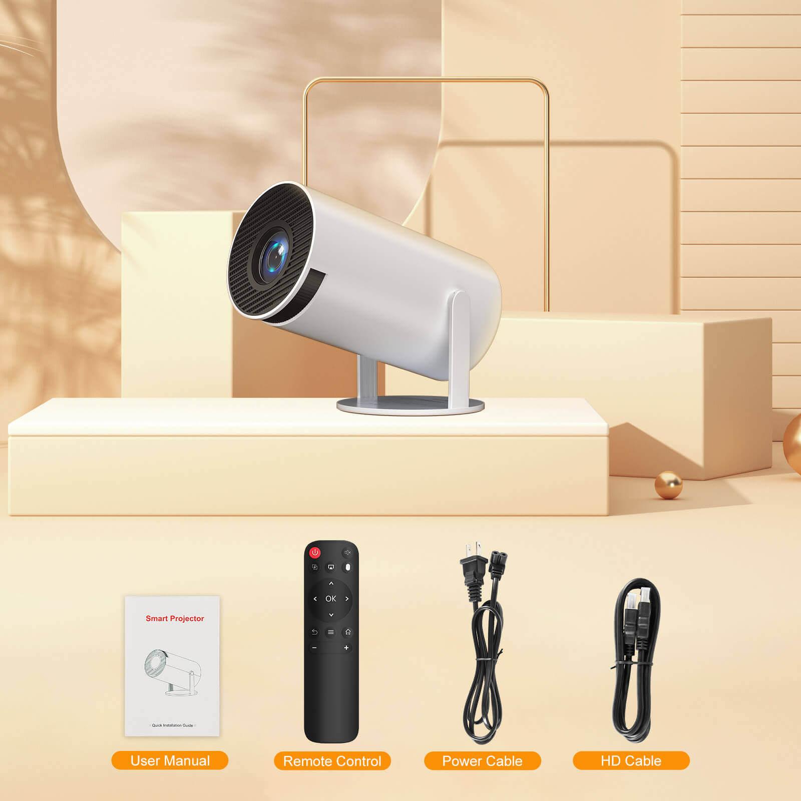 HY300 Mini Portable Projector with Built-in Apps, WiFi & Bluetooth - Perfect for Home Theater, Outdoor Movies, and Business Presentations
