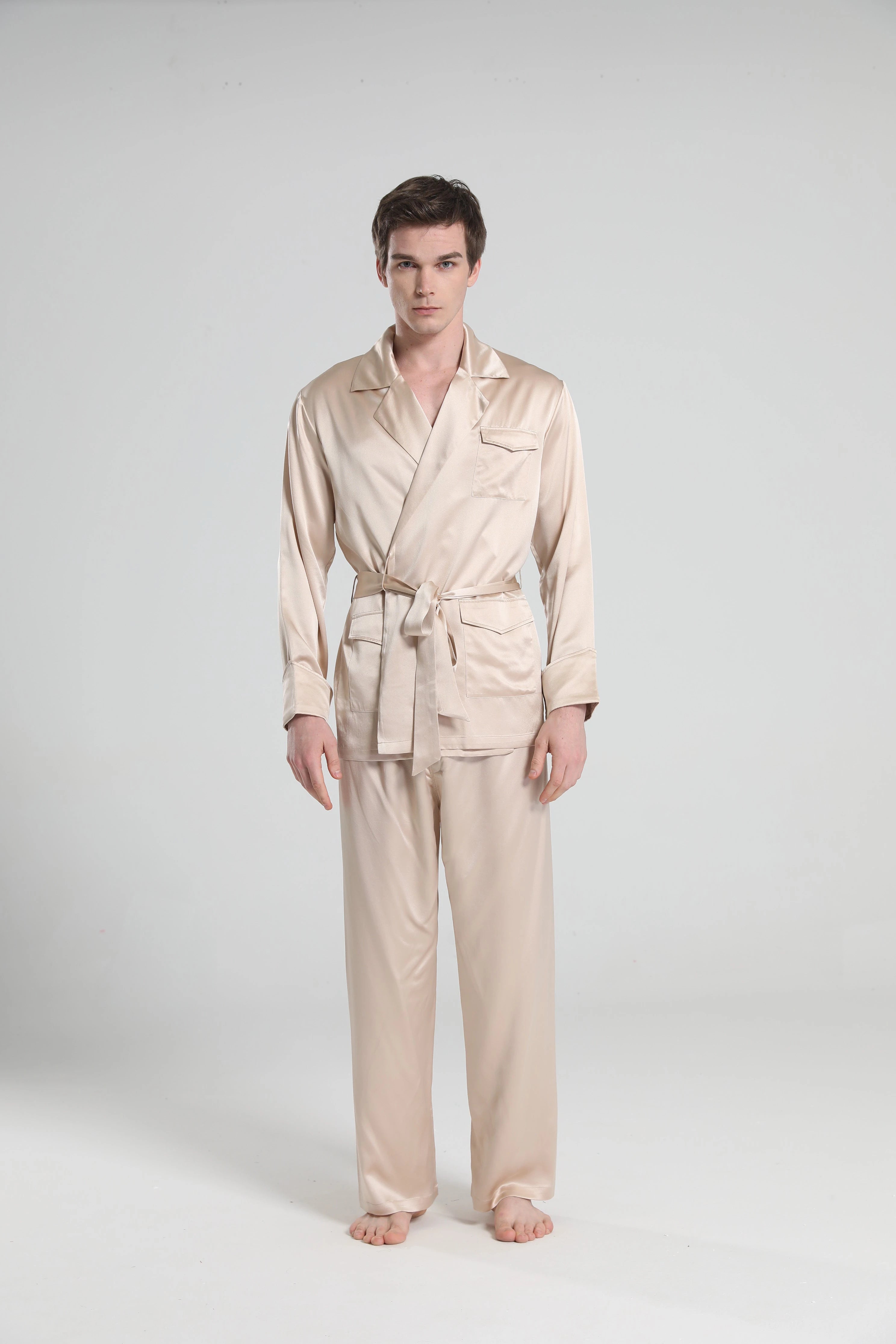 Premium 22 Momme Silk Pajamas for Men - Luxury Sleepwear for Comfort & Style - Perfect for Relaxing at Home, Lounging & Gift Giving