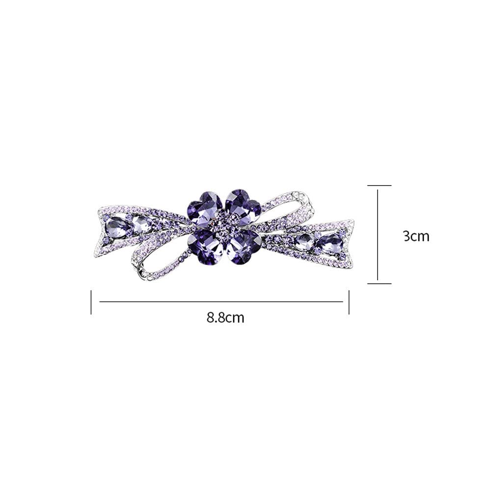 Sparkling Crystal Flower Hair Clips for Women - Rhinestone Barrette Hairpins, Elegant Hair Accessories (8.8 x 3CM) - Perfect for Weddings, Parties & Daily Styling