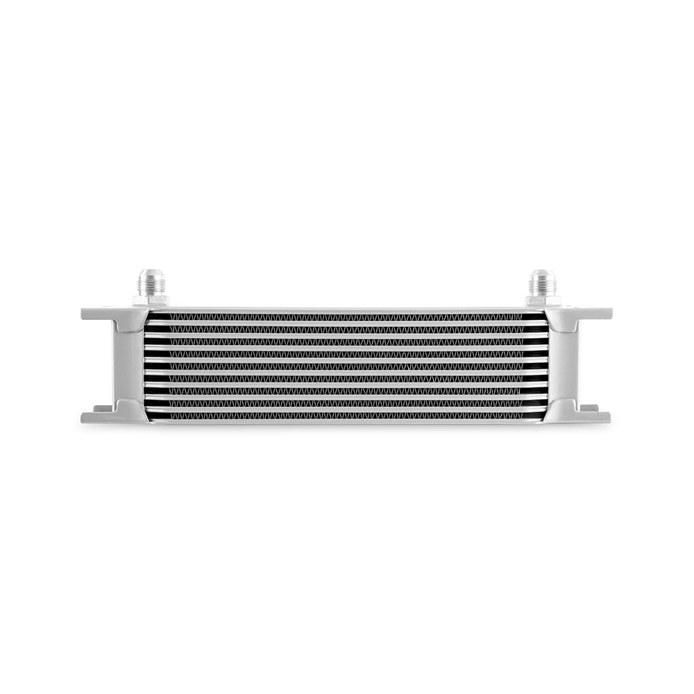 Mishimoto MMOC-10-8SL Universal 10-Row Aluminum Oil Cooler with 8AN Fittings - High Performance Cooling for Cars, Trucks & Racing Vehicles - Silver Finish