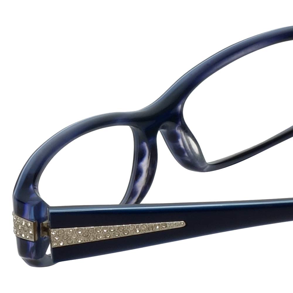 Calabria 847 Dazzles Reading Glasses with Hard Case - Stylish Blue Light Blocking Readers for Women & Men - Perfect for Reading, Computer Use & Office Work