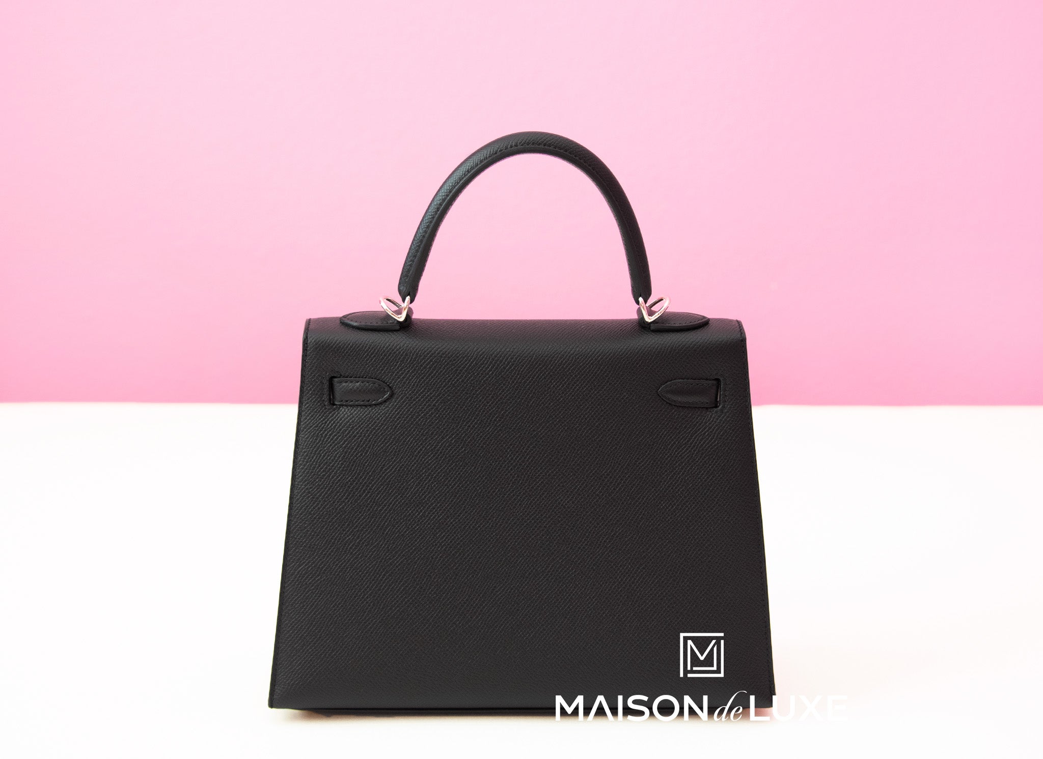 Authentic Hermes Kelly 25 Handbag in Noir Black with Palladium Hardware - Sellier Epsom Leather for Women | Perfect for Luxury Events, Business Meetings & Upscale Occasions