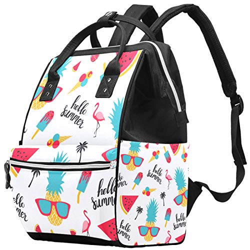 Summer Flamingo Diaper Backpack - Beach Daypack for Moms & College Students