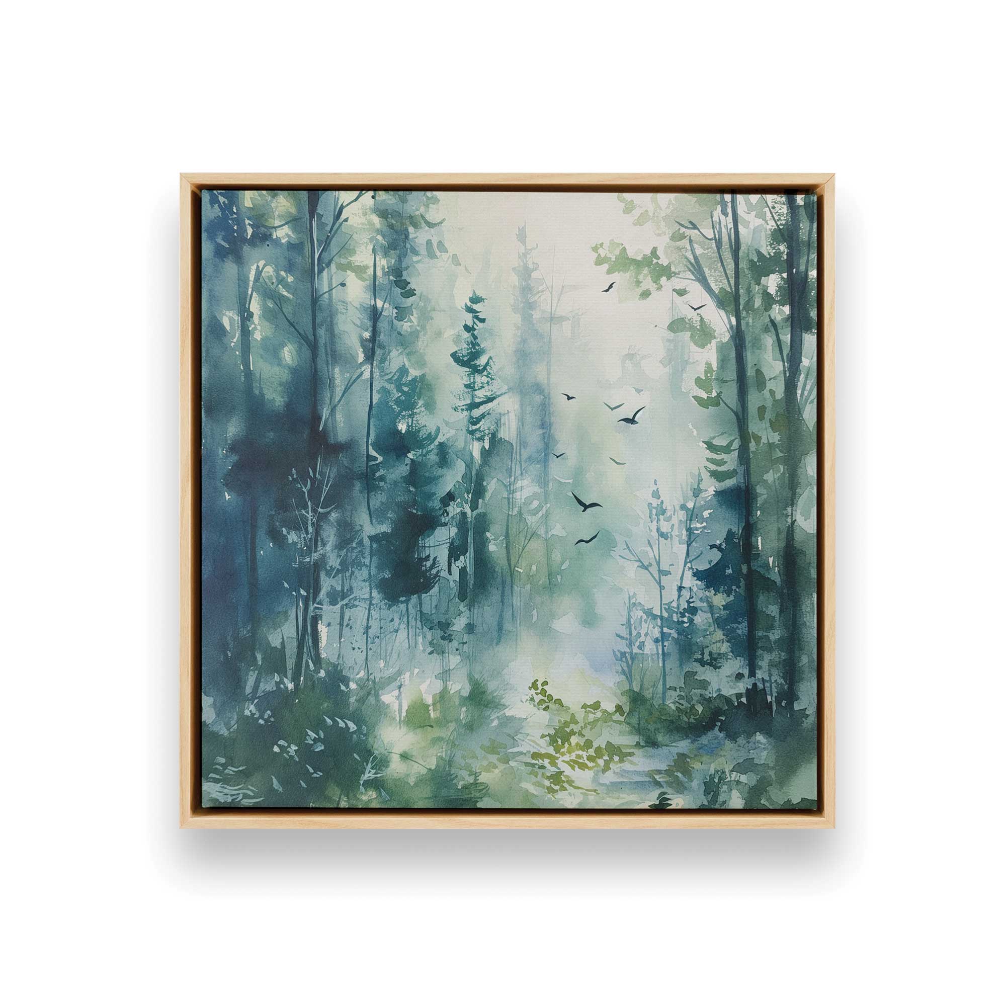 Enchanted Forest Canvas Prints - Set of 2 Blue and Green Nature Wall Art for Living Room, Bedroom & Office Decor