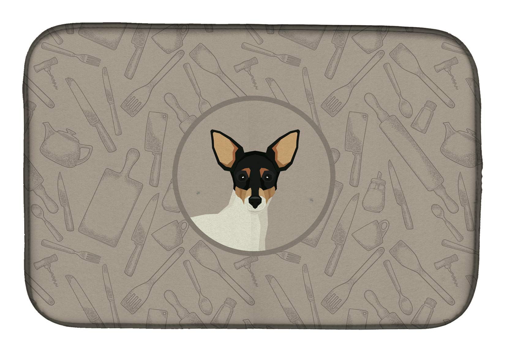 Toy Fox Terrier Kitchen Dish Drying Mat - Absorbent 14x21