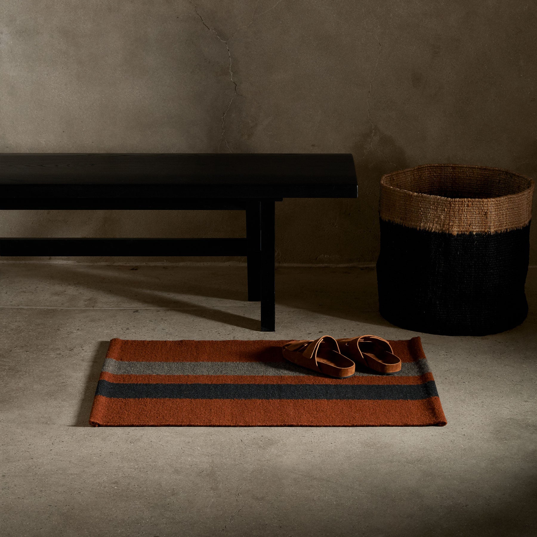 Premium Striped Doormat - Non-Slip Entryway Rug for Home & Office - Ochre, Black Marle & Flint Colors - Perfect for Indoor/Outdoor Use at Front Door, Patio or Deck