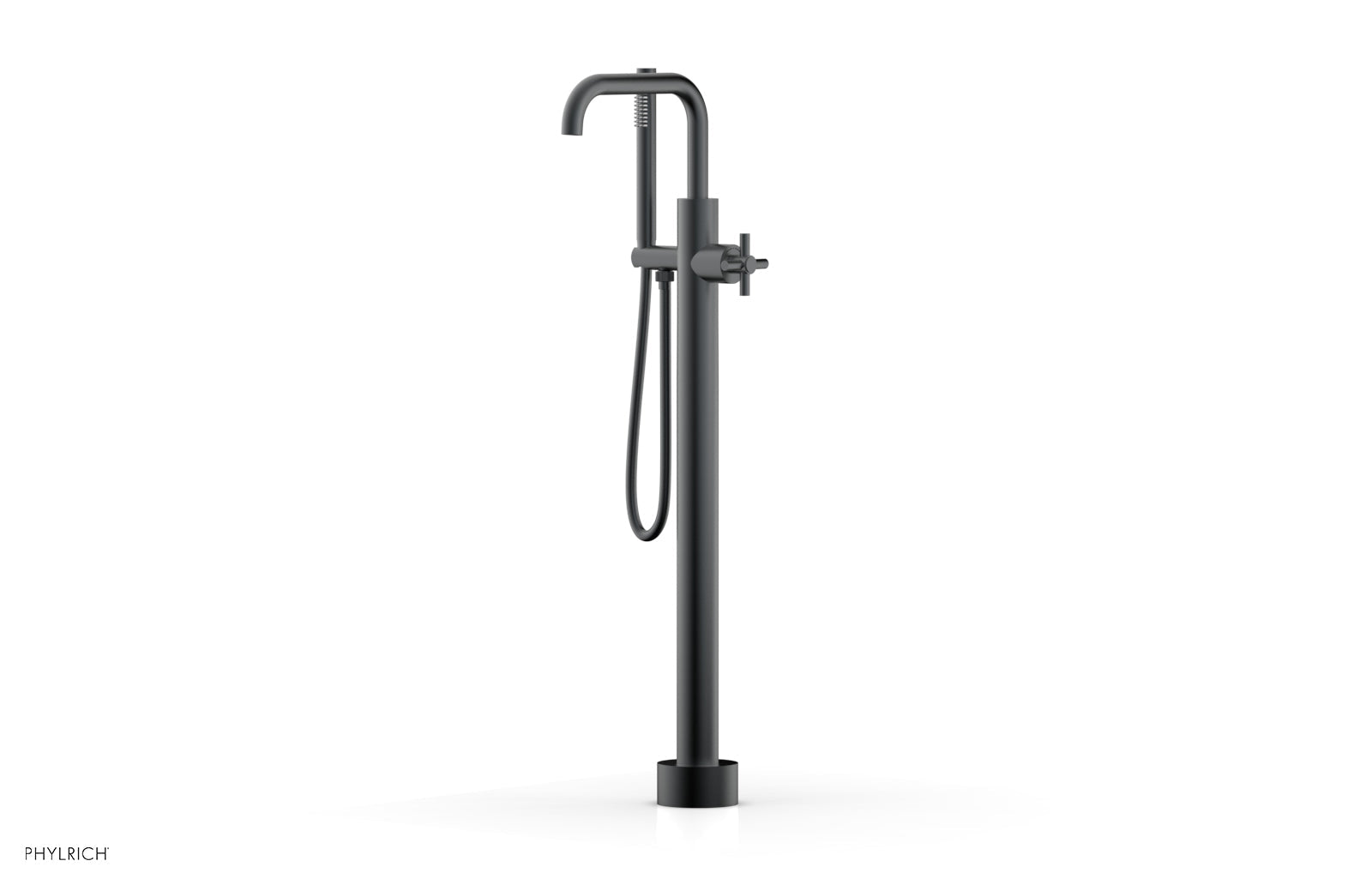 Premium Tall Floor Mount Tub Filler with Cross Handle & Hand Shower - D131 45 01 - Ideal for Modern Bathroom Renovations and Spa-Like Showers