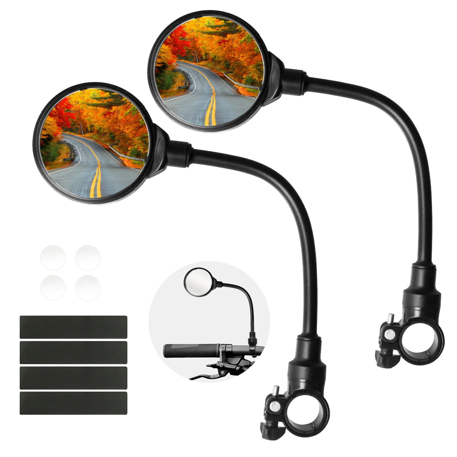 2 Pack Bike Mirror - Adjustable Handlebar Rearview Mirror with Wide Angle Acrylic Convex Lens for Mountain/Road Bikes - Enhanced Cycling Safety for Commuting & Outdoor Adventures