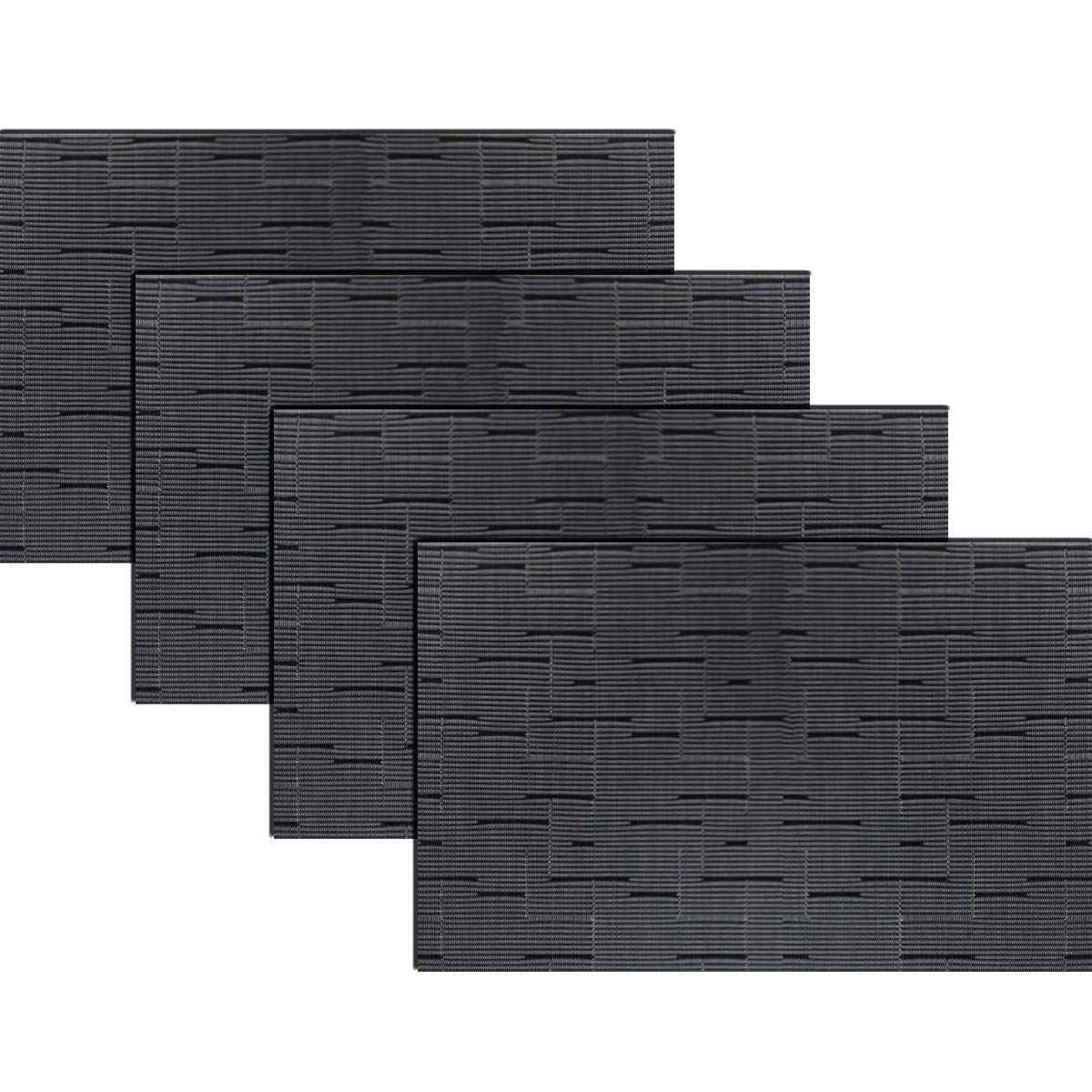 PIGCHCY Heat-Resistant Woven Vinyl Placemats Set of 4 - 18x12 Inch Dark Grey & Black Washable Table Mats for Kitchen & Dining Room - Perfect for Everyday Meals, Dinner Parties & Holiday Gatherings