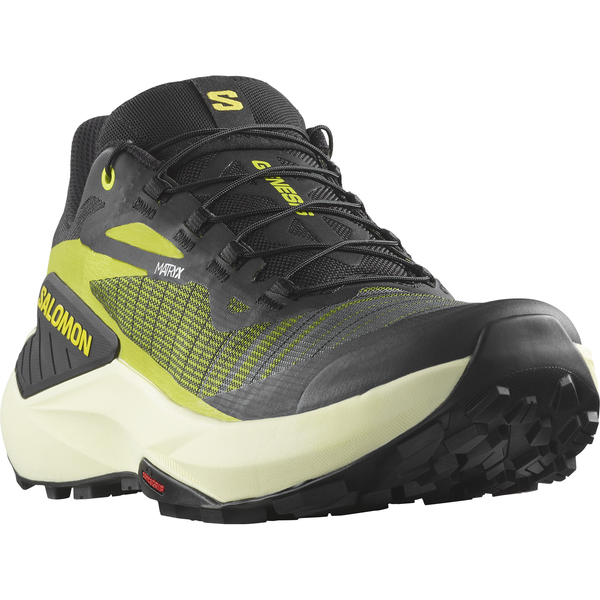Men's Running Shoes - Genesis Lightweight Sneakers in Black, Sulphur Spring & Transparent Yellow | Perfect for Jogging, Gym Workouts & Casual Wear