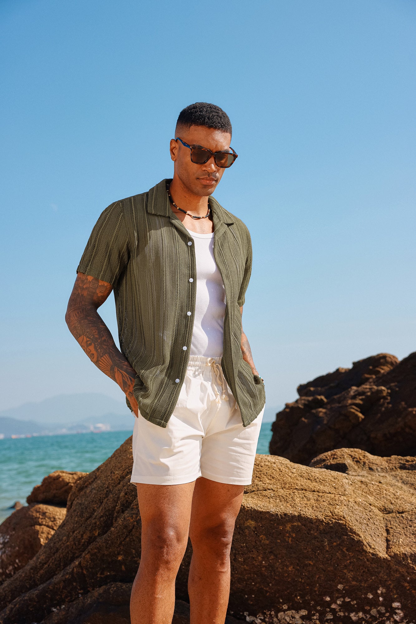Men's Casual Button Down Cardigan Shirts - Cuban Collar Summer Beach Shirts for Outdoor Activities & Vacation Wear