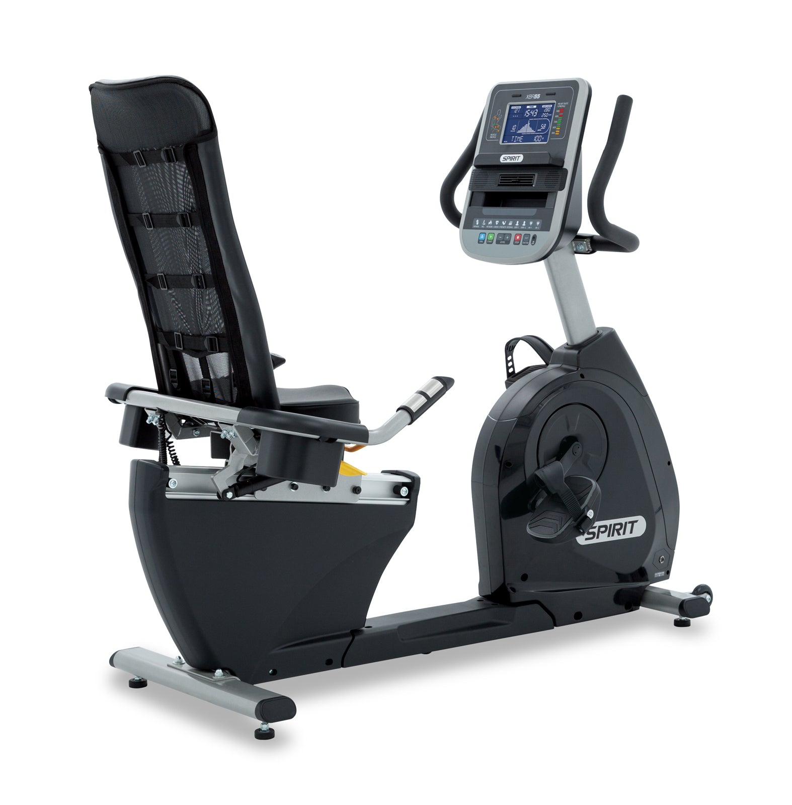 Spirit XBR55 Recumbent Exercise Bike for Home Gym - Foldable Magnetic Resistance Indoor Cycling Bike with LCD Monitor & Heart Rate Sensors | Perfect for Low-Impact Cardio Workouts & Physical Therapy