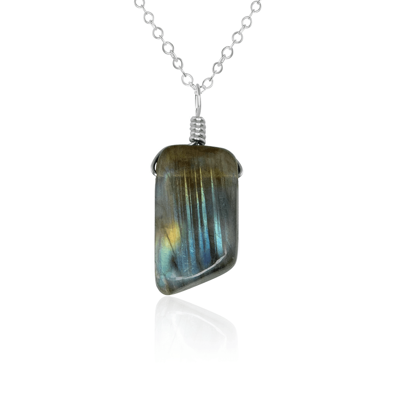 Labradorite Crystal Pendant Necklace - Smooth Polished Stone Jewelry for Women | Healing Crystal Necklace for Meditation, Yoga & Spiritual Gifts