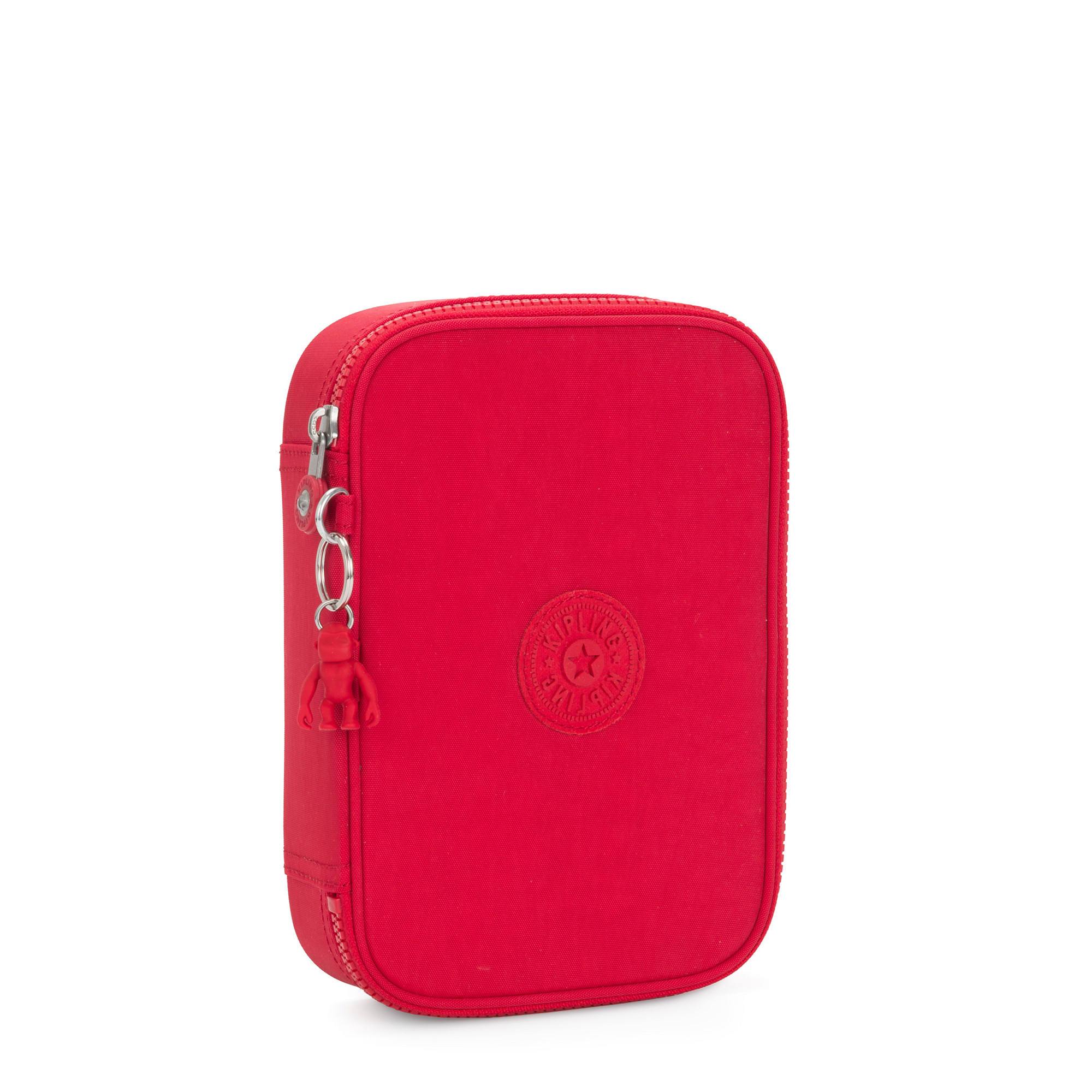 Kipling 100 Pens Case - Red Rouge Pencil Pouch for School, Office & Travel | Durable Zippered Stationery Organizer for Students & Professionals