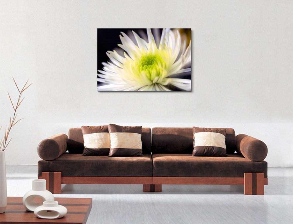 White Chrysanthemums Flower Canvas Print - 32x48 Inch Stretched Gallery Wrap Giclee Wall Art | Modern Home Decor for Living Room, Bedroom & Office | Ready to Hang Floral Painting