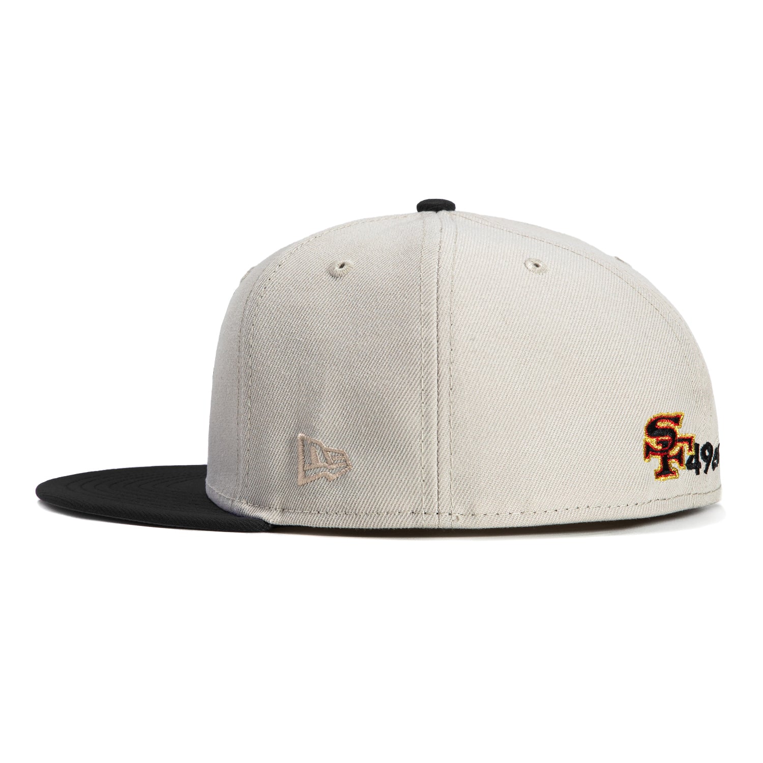 New Era 59Fifty San Francisco 49ers Snapback Hat with Embroidered Logo - Black Stone Dome Cap for NFL Fans, Streetwear & Game Day Outfits