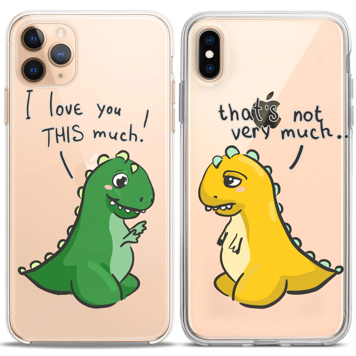 Matching Couple Phone Cases for iPhone 16/15/14/13/12/11 Pro Max/Mini/Xs/X/6s/8 Plus/7+/Xr/10/SE/5 - Clear Slim Flexible Cover with 