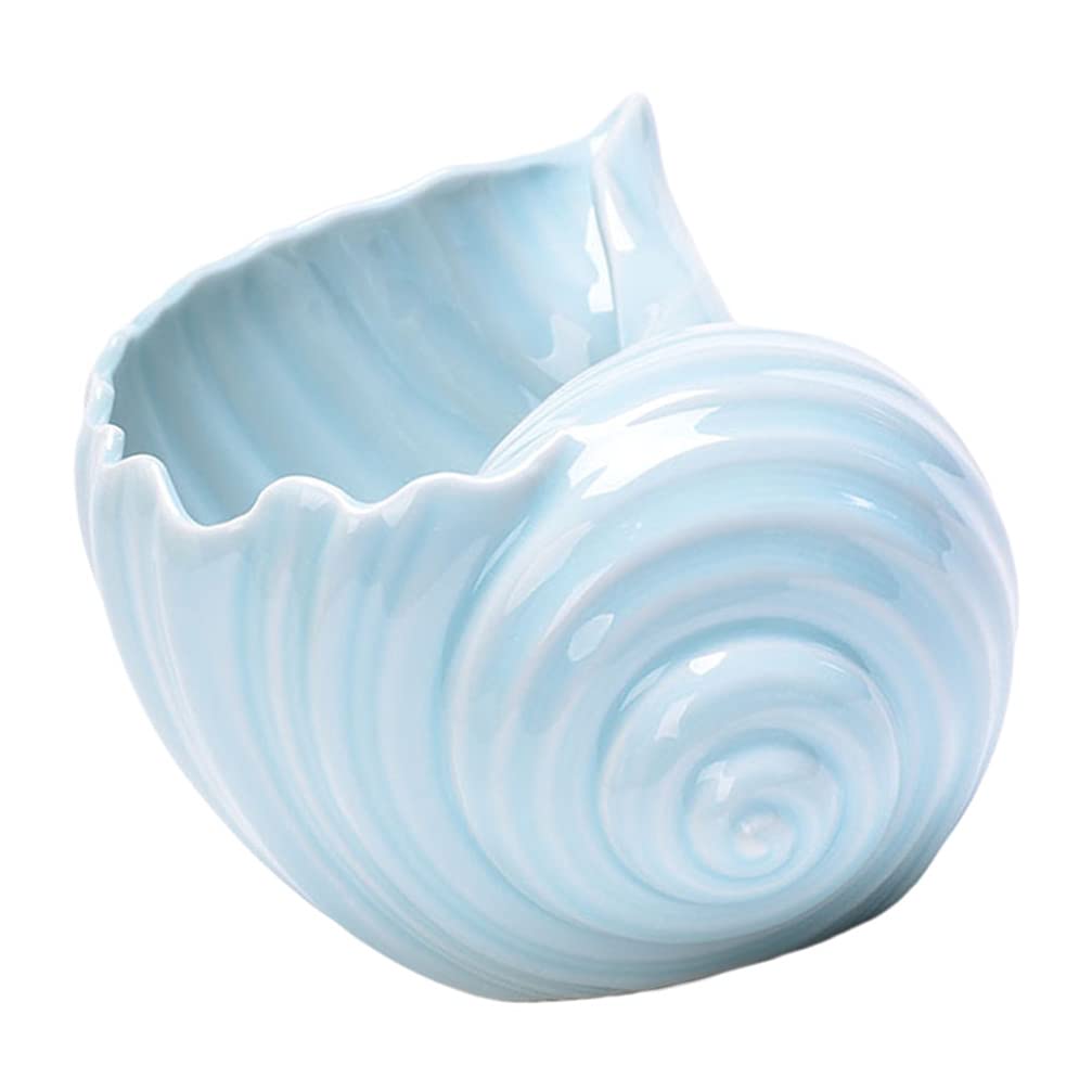 FOMIYES 1pc Ceramic Conch Shell Planter - Mini Bonsai Flower Pot for Indoor Plants, Succulents, Office Desk Decor, Lotus & Small Plants - Unique Shell Shape Decorative Planter for Home, Garden & Office Use