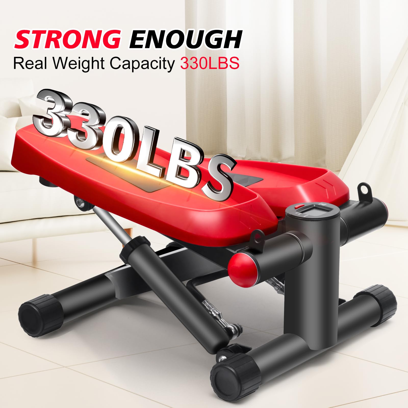 **Air-Powered Mini Stepper with Resistance Bands – 330LBS Capacity, LCD Monitor & Super Quiet Design – Home Fitness Equipment for Cardio, Leg & Full-Body Workout**    *(Perfect for Home Gym, Office Workouts, or Low-Impact Exercise – Compact & Portable Stepper Machine for Weight Loss & Toning)*