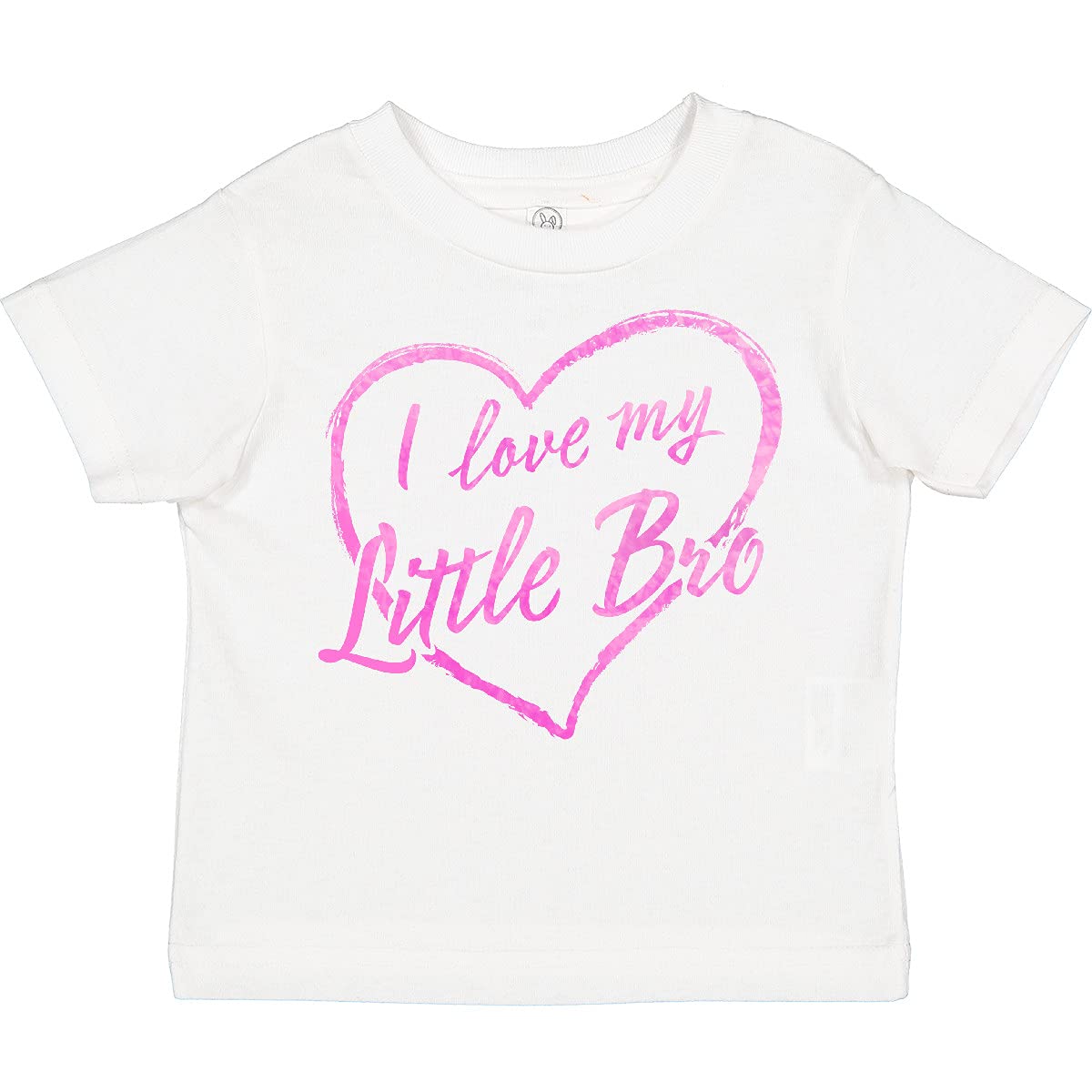 Inktastic I Love My Little Brother Toddler T-Shirt - Pink Chalk Heart Design | Cute Sibling Outfit for Toddlers & Kids