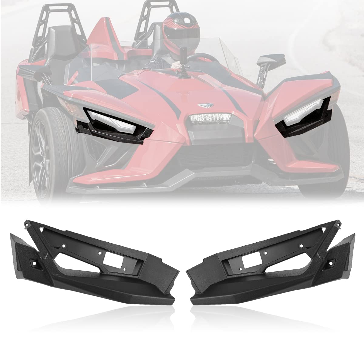 Polaris Slingshot S SL SLR R LE 2014-2021 Front Upper Accent Panel Light Kit - Daytime Running Lights & Trim Panel Replacement #2884604 #2414077 #2414078 | Upgrade Your Ride for Enhanced Visibility & Style