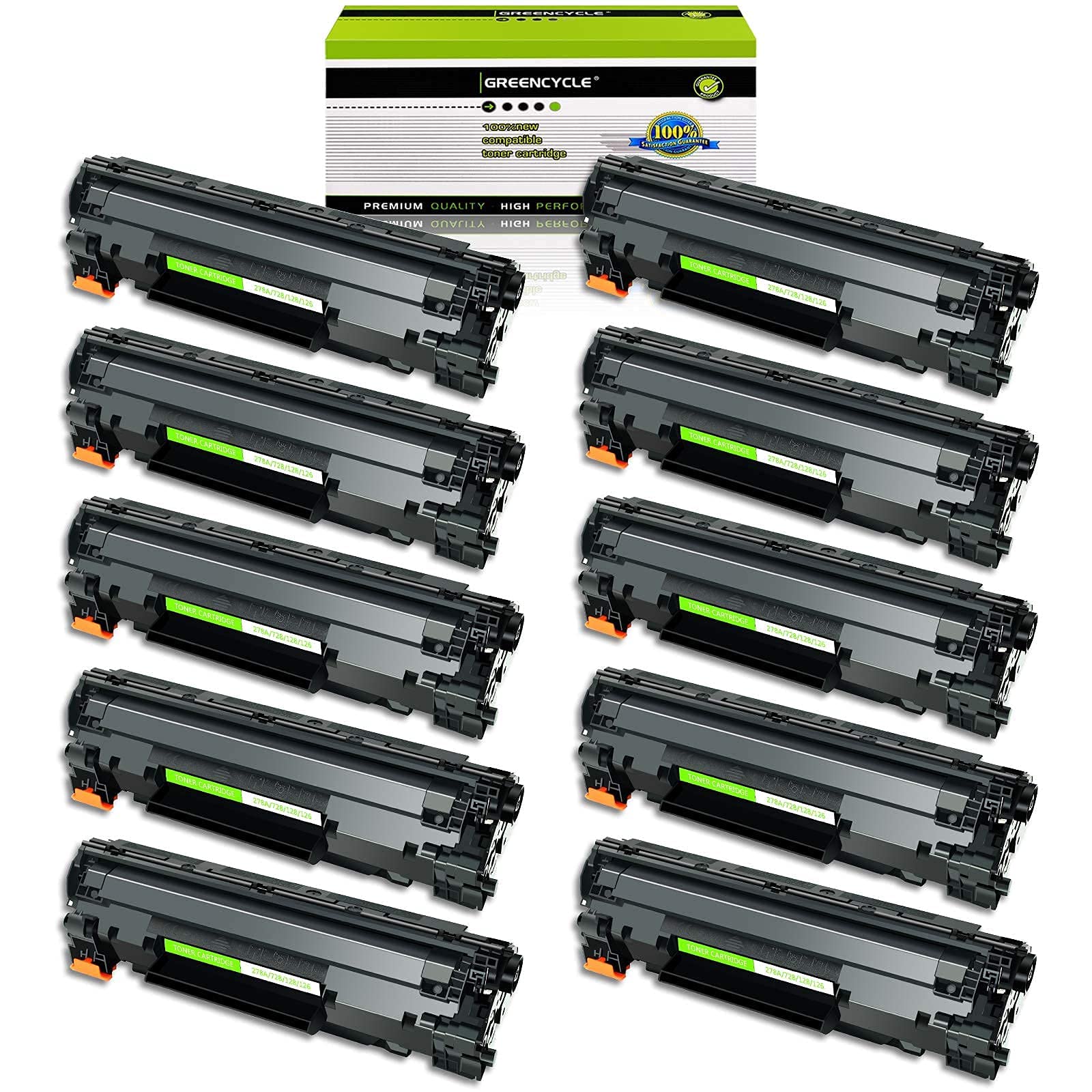 Greencycle 10-Pack Compatible Toner Cartridge Replacement for Canon 126 Black (CRG-126/CRG126/3483B001) - Works with ImageClass LBP6200d & LBP6230dw Wireless Laser Printers - Perfect for Home & Office Printing Needs