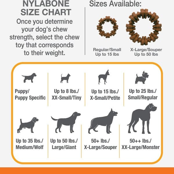 Nylabone Power Chew Textured Dog Ring Toy - Durable Chew Toy for Aggressive Chewers - Interactive Play for Large & Medium Dogs - Perfect for Teething Puppies & Dental Health - Indoor & Outdoor Use