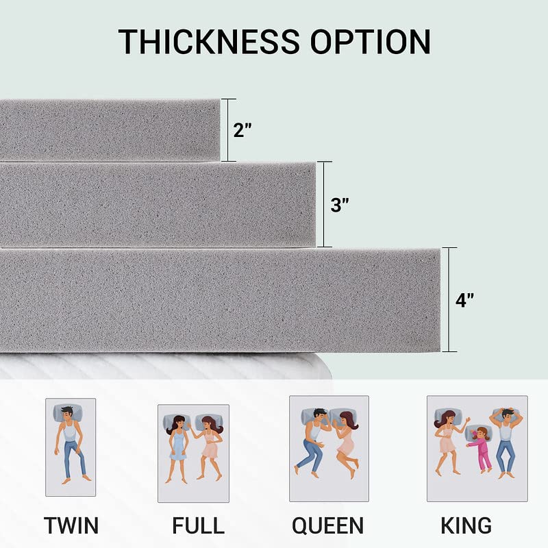 Maxzzz 4 Inch Memory Foam Mattress Topper Twin Size - Bamboo Cooling Mattress Pad with Ventilation, CertiPUR-US Certified Plush Topper for Back Pain Relief - Perfect for Guest Beds, Dorms & Home Comfort