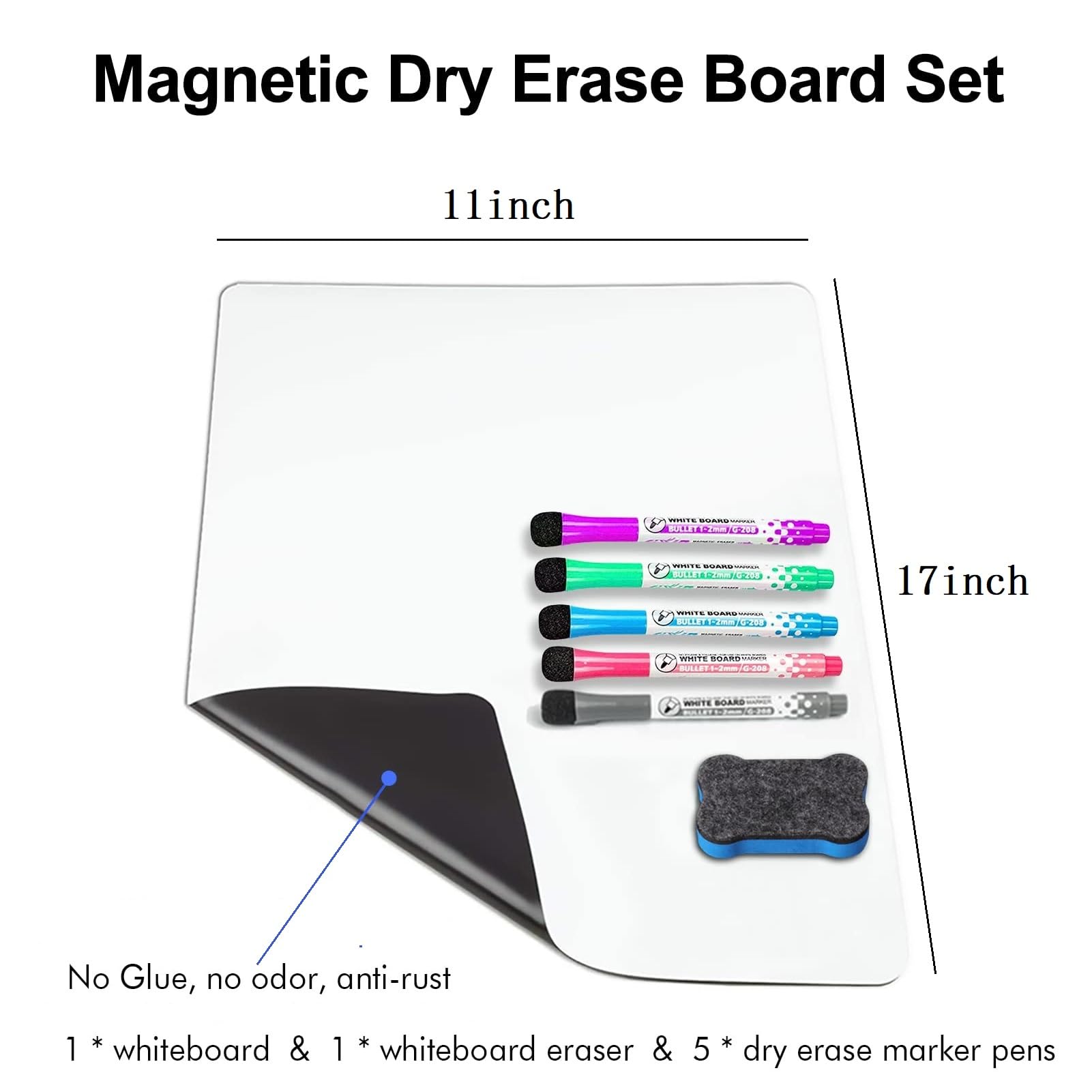 INMORVEN Magnetic Dry Erase Whiteboard for Refrigerator - 12x16 Inch Small Whiteboard with Markers & Eraser - Perfect for Kitchen Grocery Lists, Meal Planning, To-Do Lists & Family Organization (Home & Office Use)
