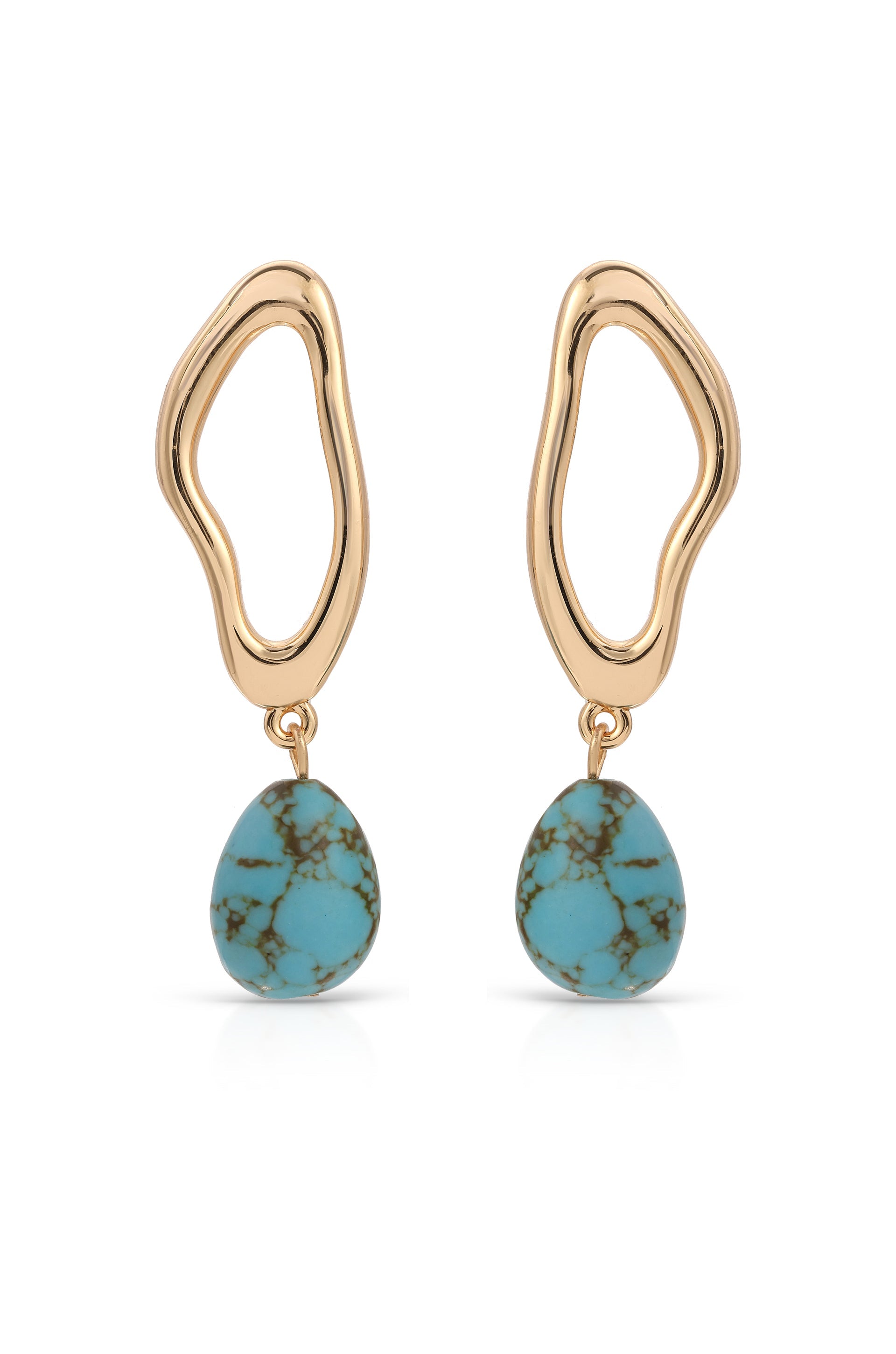 Open Circle Turquoise Dangle Earrings for Women - Boho Chic Handmade Jewelry - Perfect for Parties, Weddings & Everyday Wear