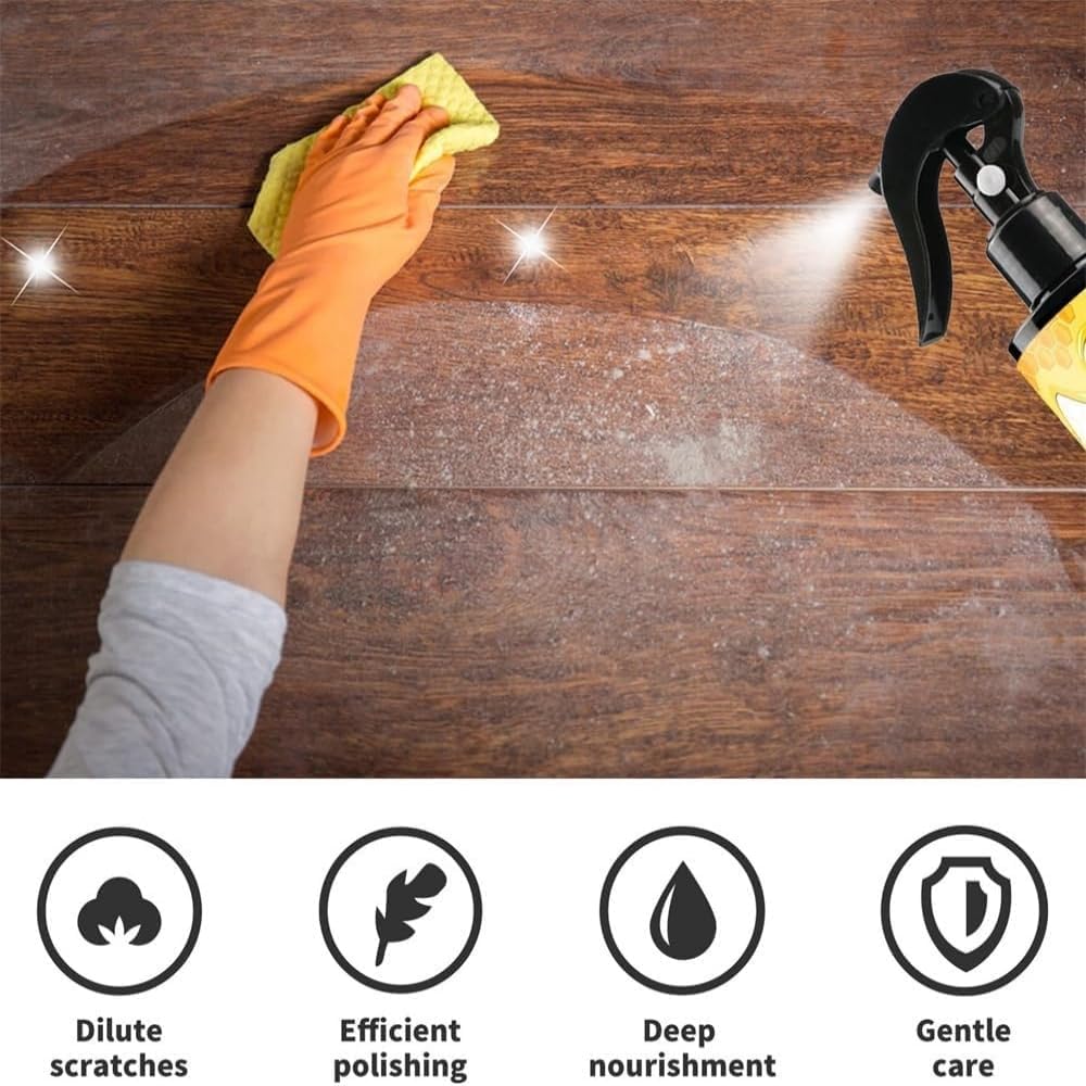 Premium Micro-Molecular Beeswax Spray - All-Natural Wood Polish & Cleaner for Furniture, Floors & Cabinets - Protective Shine & Dust Repellent (1 Pack) - Ideal for Home, Office & Antique Wood Care