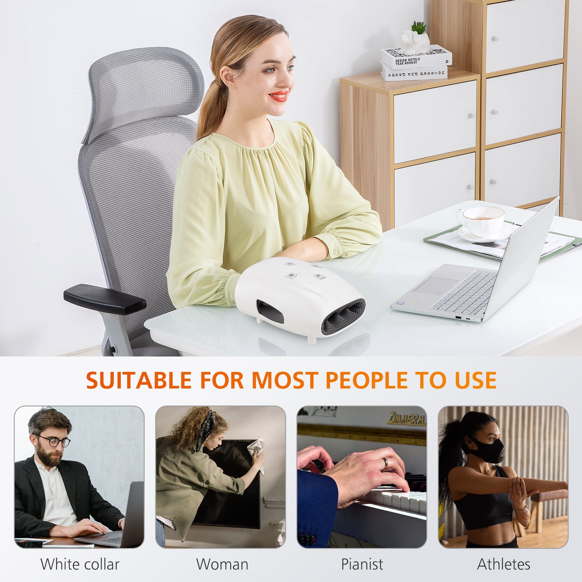 Snailax Wireless Hand Massager with Heat - Relief for Arthritis, Carpal Tunnel & Finger Numbness - Perfect for Office Workers, Gamers & Seniors at Home or Work
