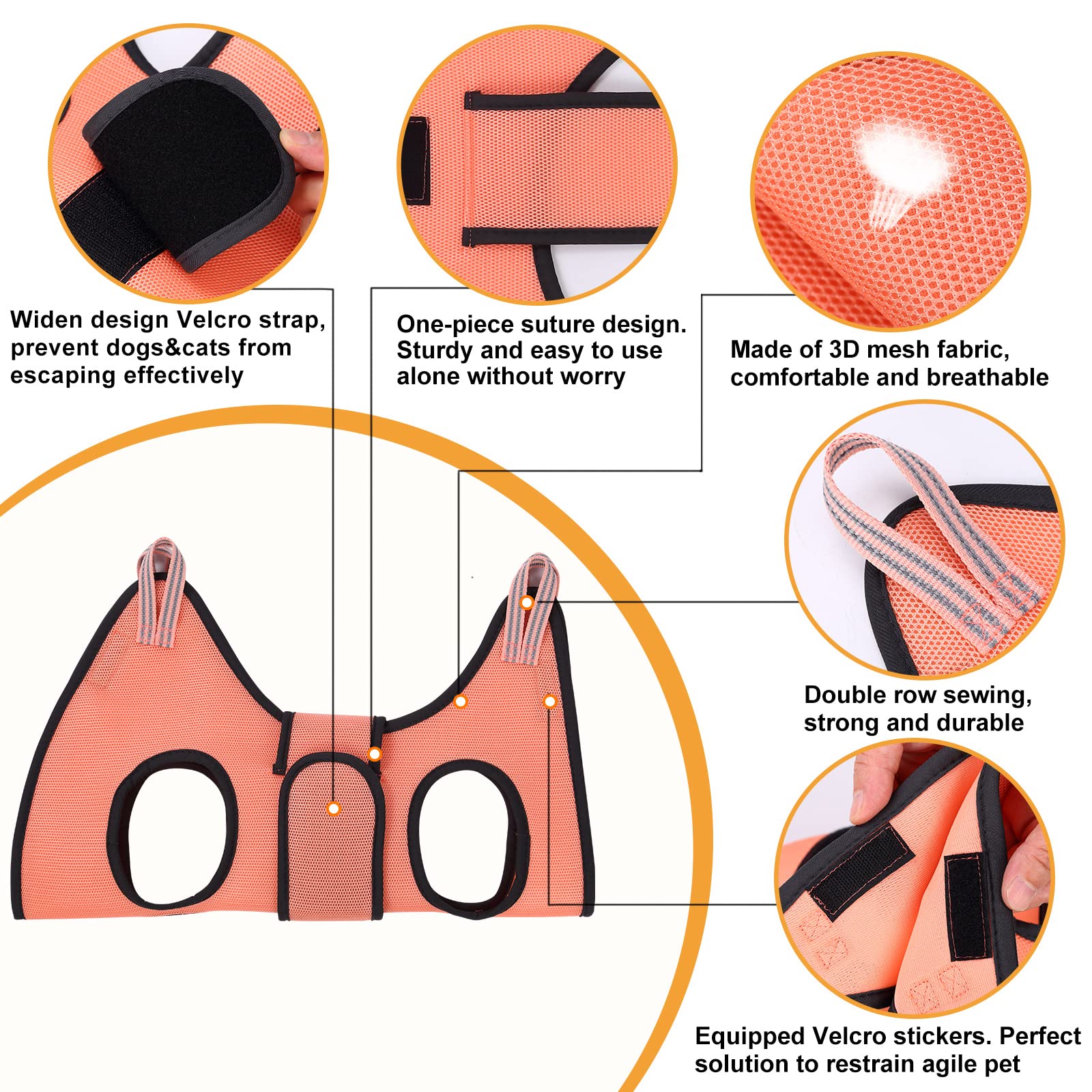 Kkiimatt Dog Grooming Hammock - Adjustable Pet Grooming Sling for Nail Trimming, Bathing & Haircuts - Secure Hanging Harness with Wide Strap (Supports Up to 30LB) - Small Orange - Perfect for Small Dogs at Home or Vet Clinics