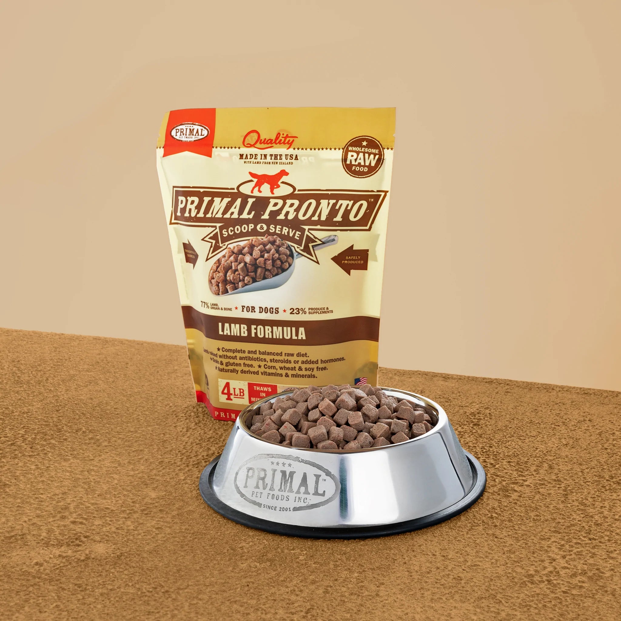 Primal Raw Frozen Pronto Lamb Formula Dog Food - High Protein Grain-Free Freeze-Dried Raw Diet for Dogs - Perfect for Active Pets & Allergy Relief
